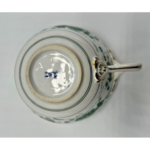 VINTAGE Meissen Indian Painting Green- Flat Cup & Saucer Set - Flowers Gold Trim - Picture 11 of 11